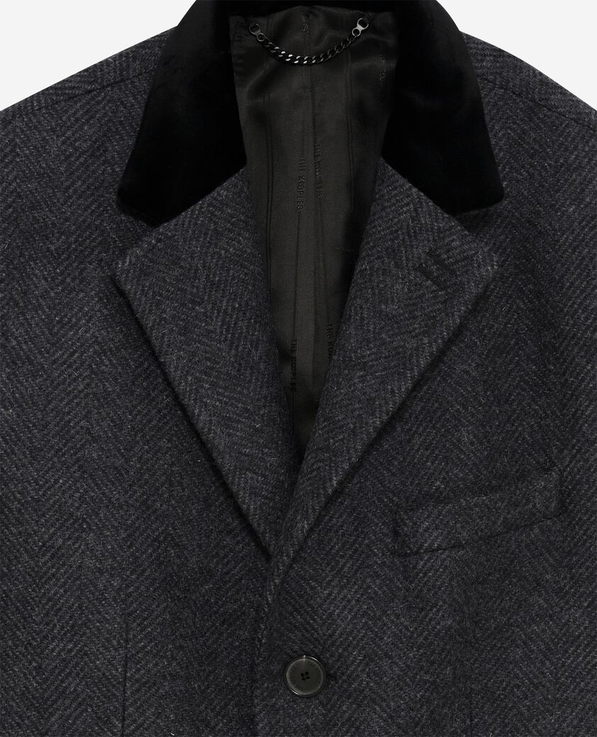 The Kooples MEN ANTHRACITE long coat in anthracite grey wool