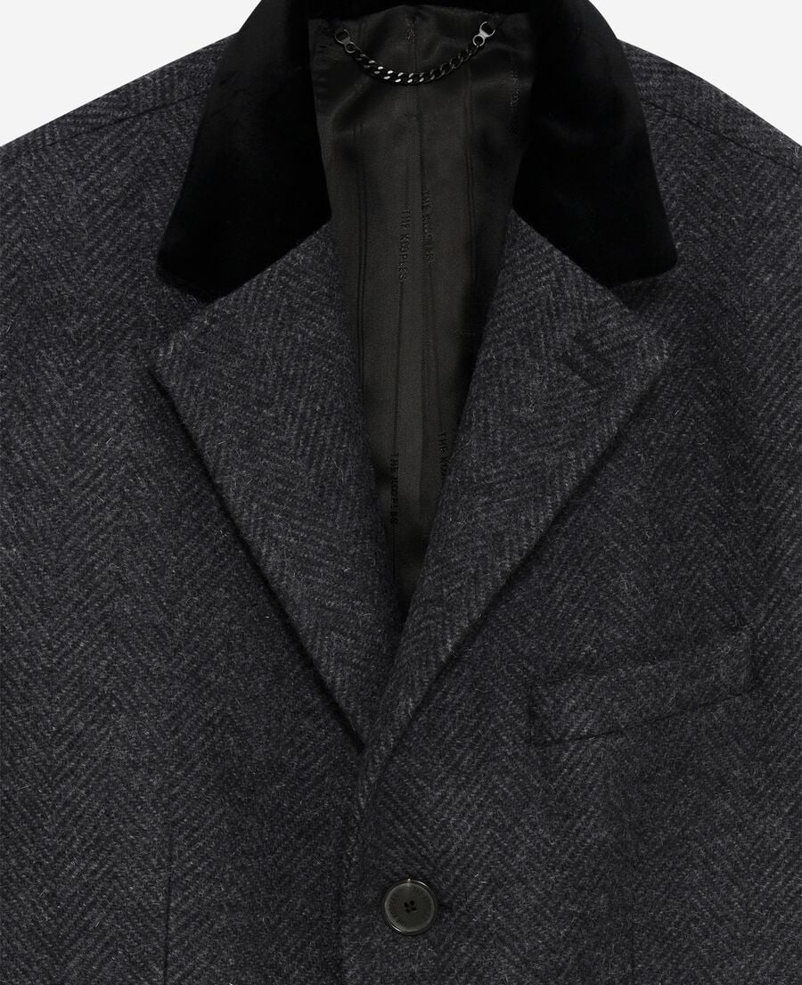 The Kooples MEN ANTHRACITE long coat in anthracite grey wool