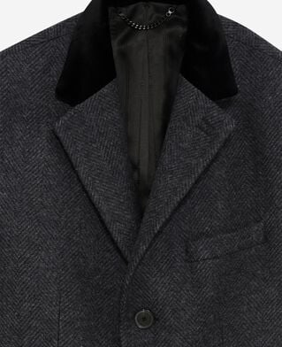 The Kooples MEN ANTHRACITE long coat in anthracite grey wool