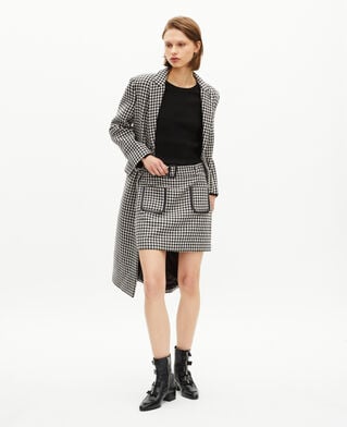The Kooples FEMME BLACK WHITE jupe courte en pied de poule noire et blanche