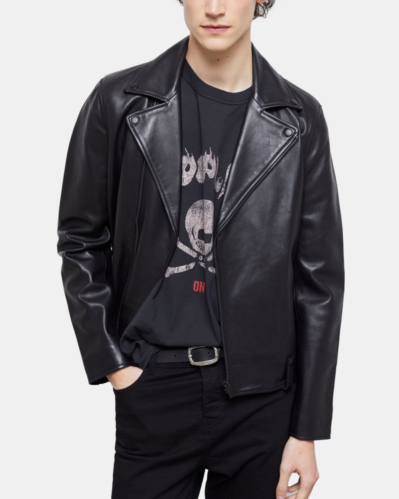 The Kooples HOMME BLACK WASHED t-shirt homme sérigraphié noir