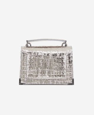 The Kooples WOMEN ANTIC SILVER emily small crocodile effect silver leather bag