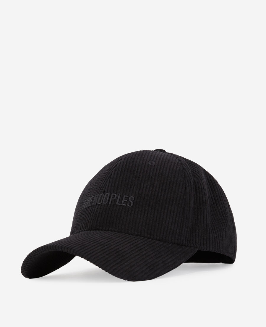 더 쿠플스 The Kooples Casquette noire en velours cotele,BLACK