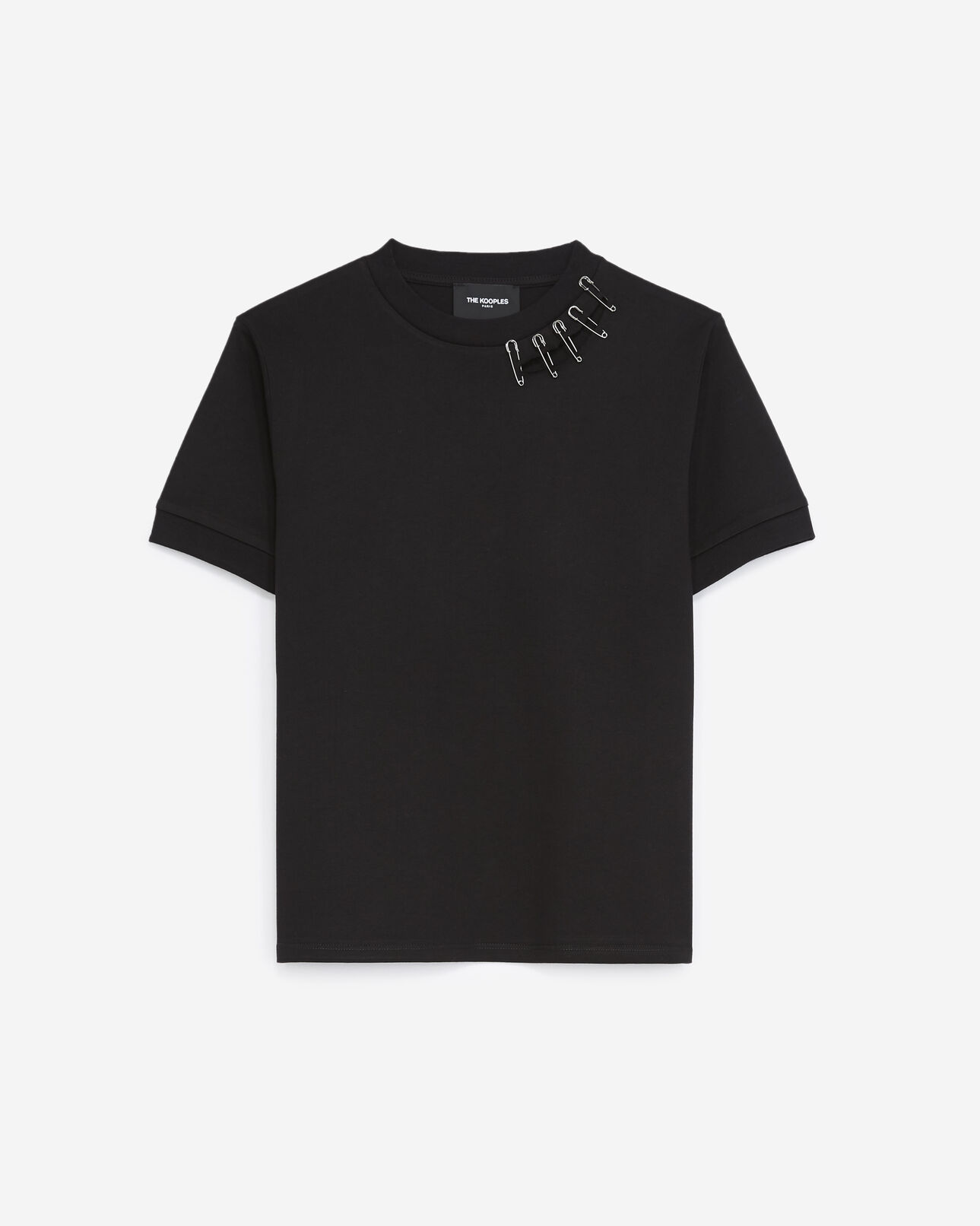 The Kooples MUJER BLACK camiseta negra algodón detalles imperdibles