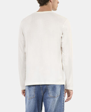 The Kooples MEN ECRU white screen printed long sleeved t-shirt