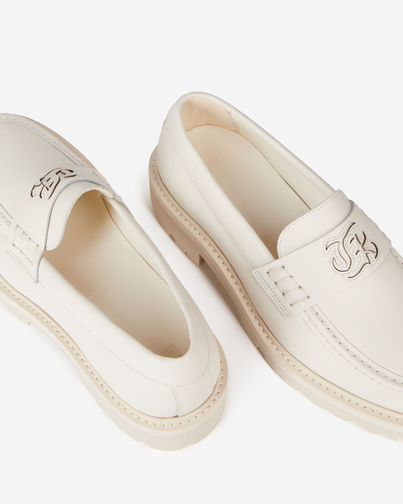 The Kooples FEMME ECRU mocassins en cuir écru
