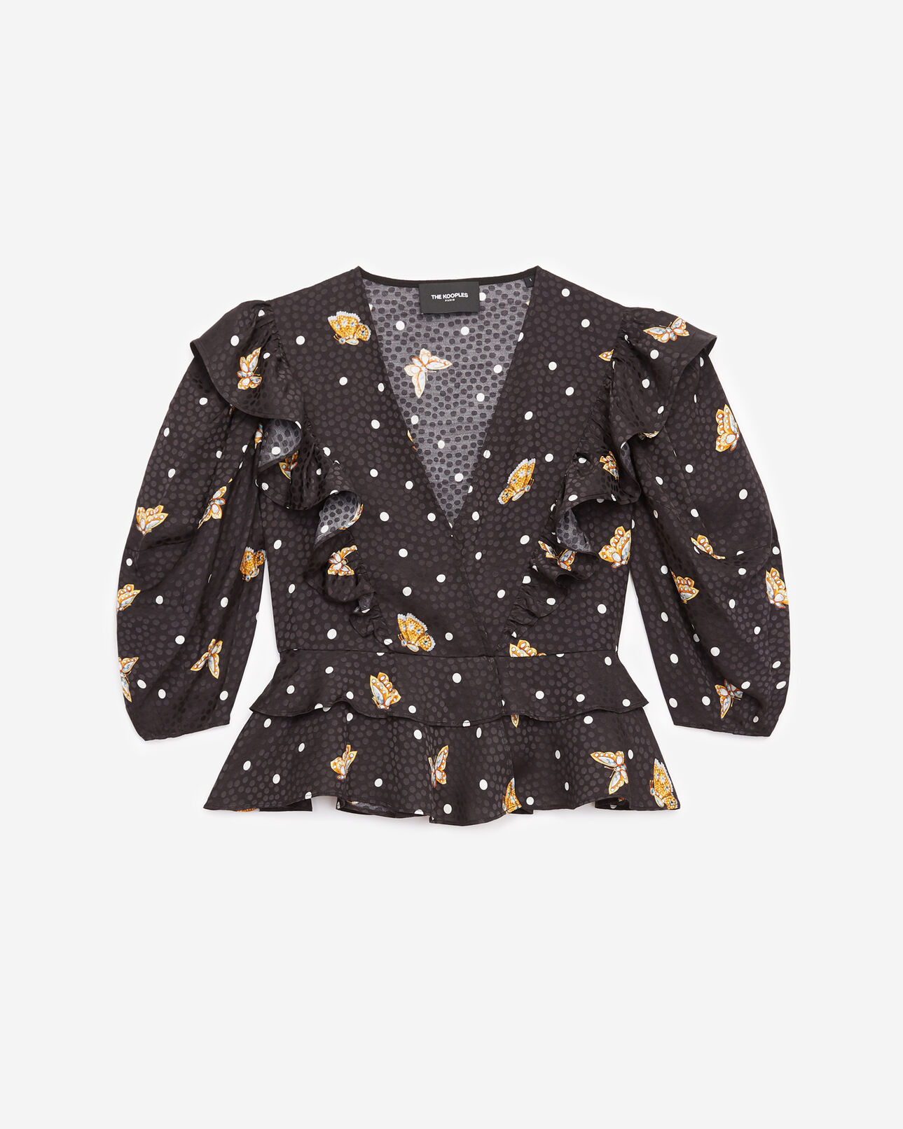 The Kooples FEMME BLACK top portefeuille noir à motifs papillons