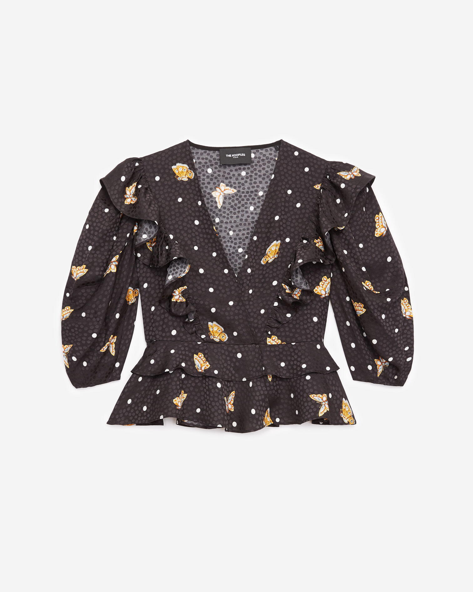 Top portefeuille noir à motifs papillons, BLACK, hi-res image number null