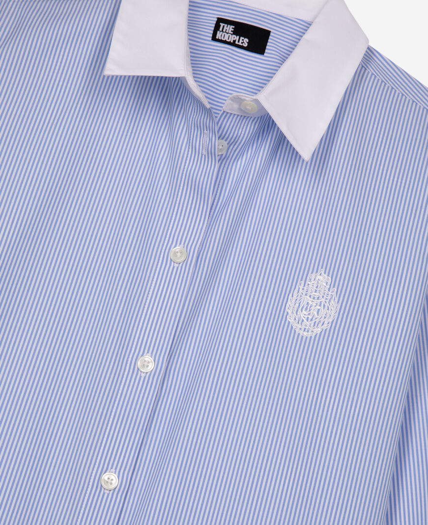 The Kooples WOMEN BLUE WHITE blue poplin striped shirt