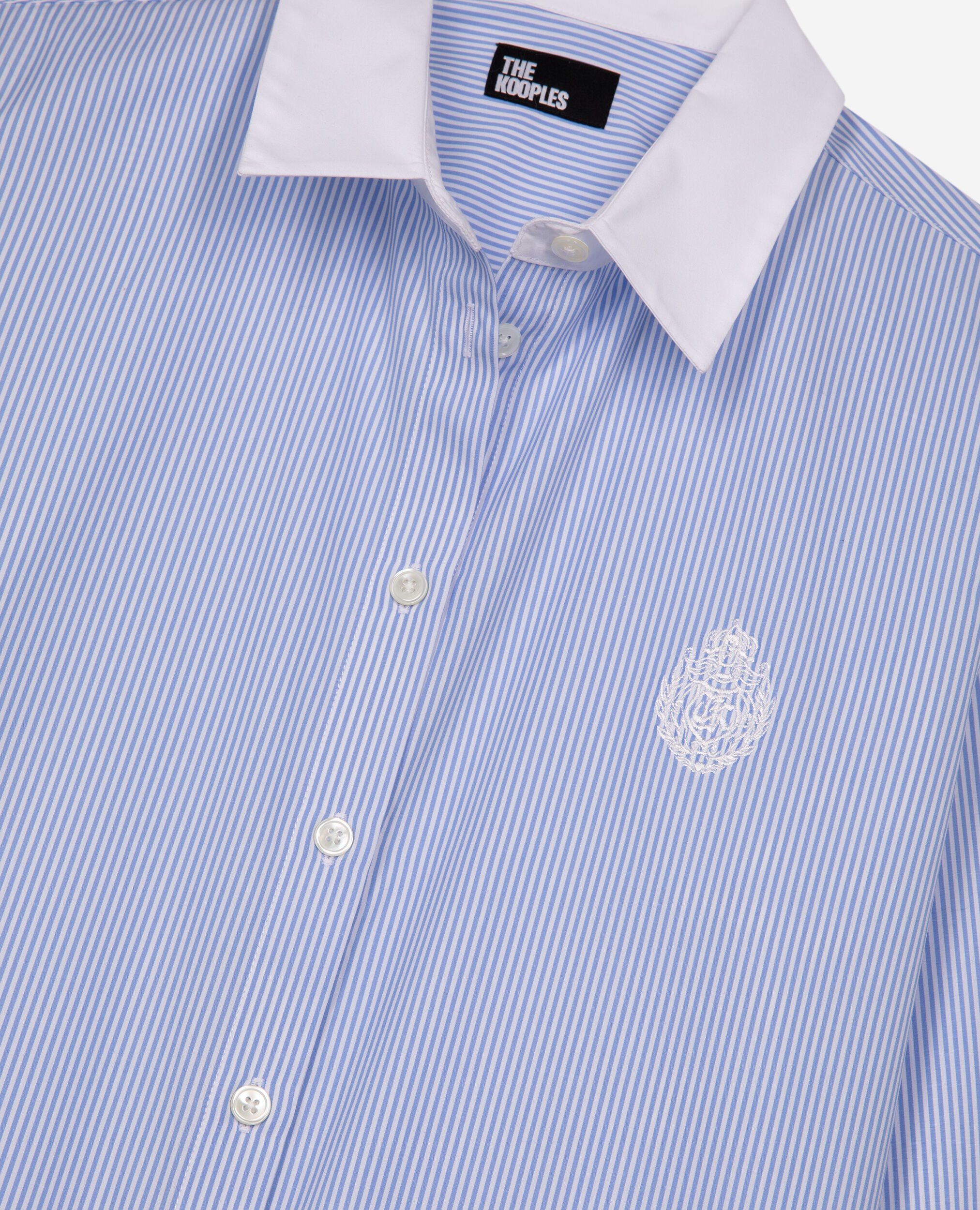 Blue poplin striped shirt, BLUE WHITE, hi-res image number null