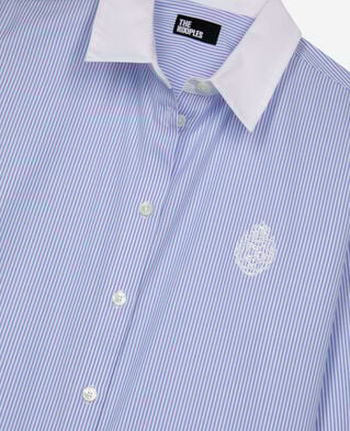 The Kooples WOMEN BLUE WHITE blue poplin striped shirt