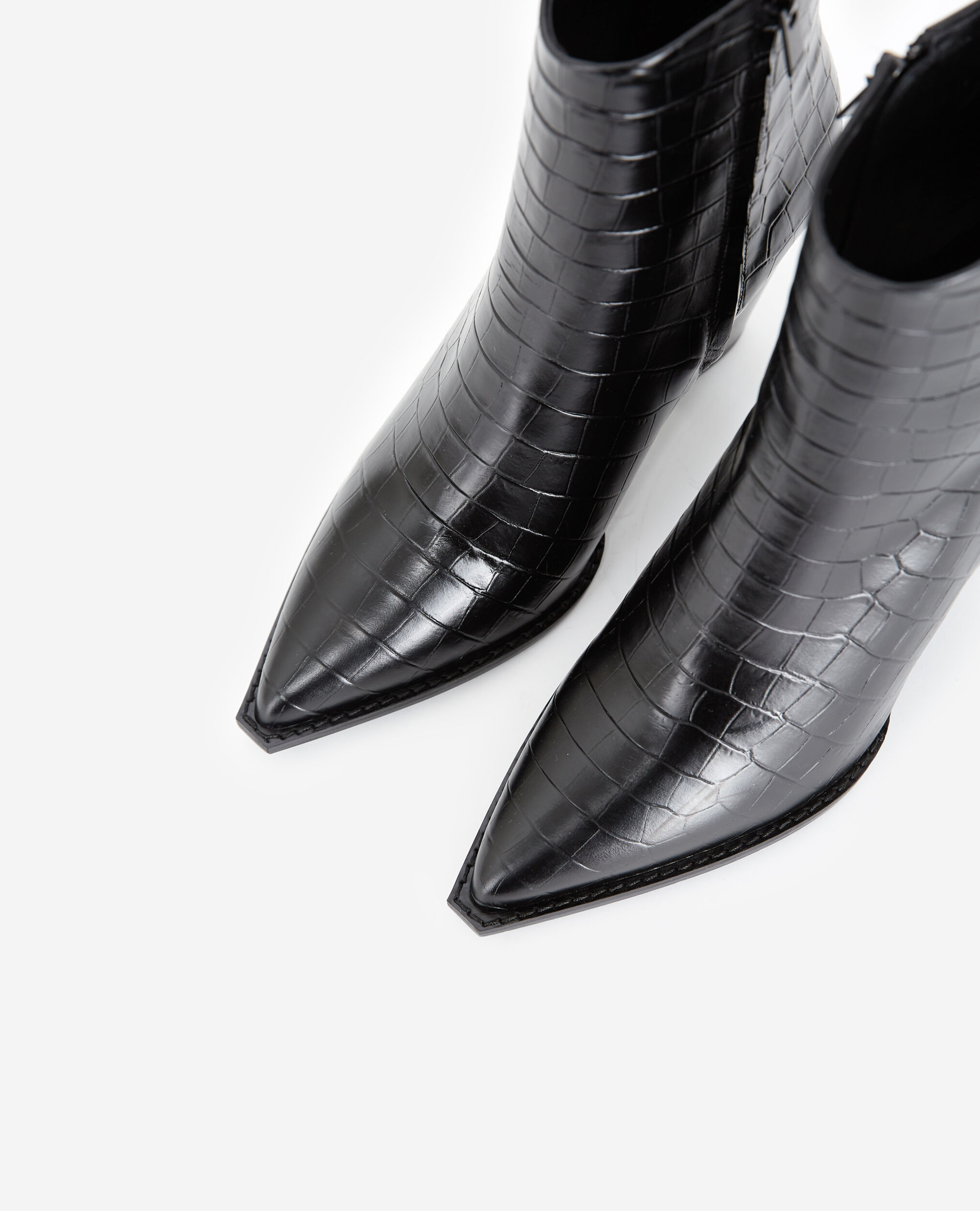 boots croco noir femme