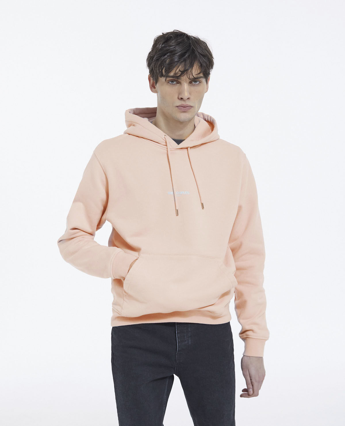 Pink cotton hoodie with logo on the chest The Kooples