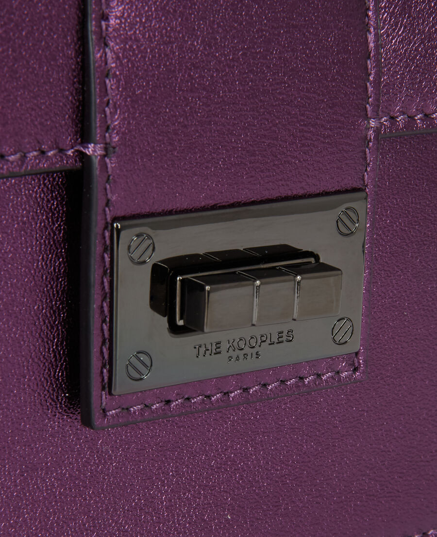 medium emily clutch bag in purple leather