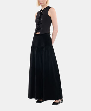 The Kooples FEMME BLACK top avec la&ccedil;age noir