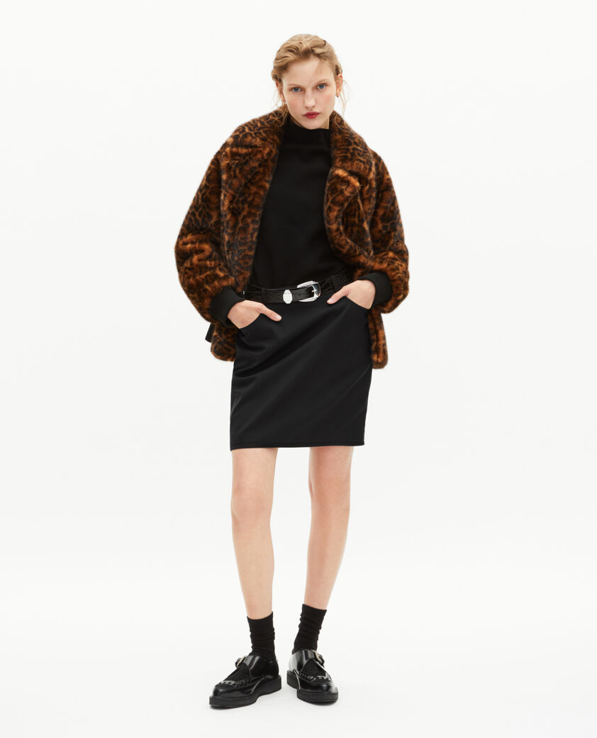 The Kooples WOMEN BLACK short skirt with black satin edges