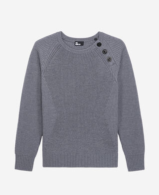 The Kooples WOMEN MIDDLE GREY MEL_01 grey wool sweater with bijou buttons