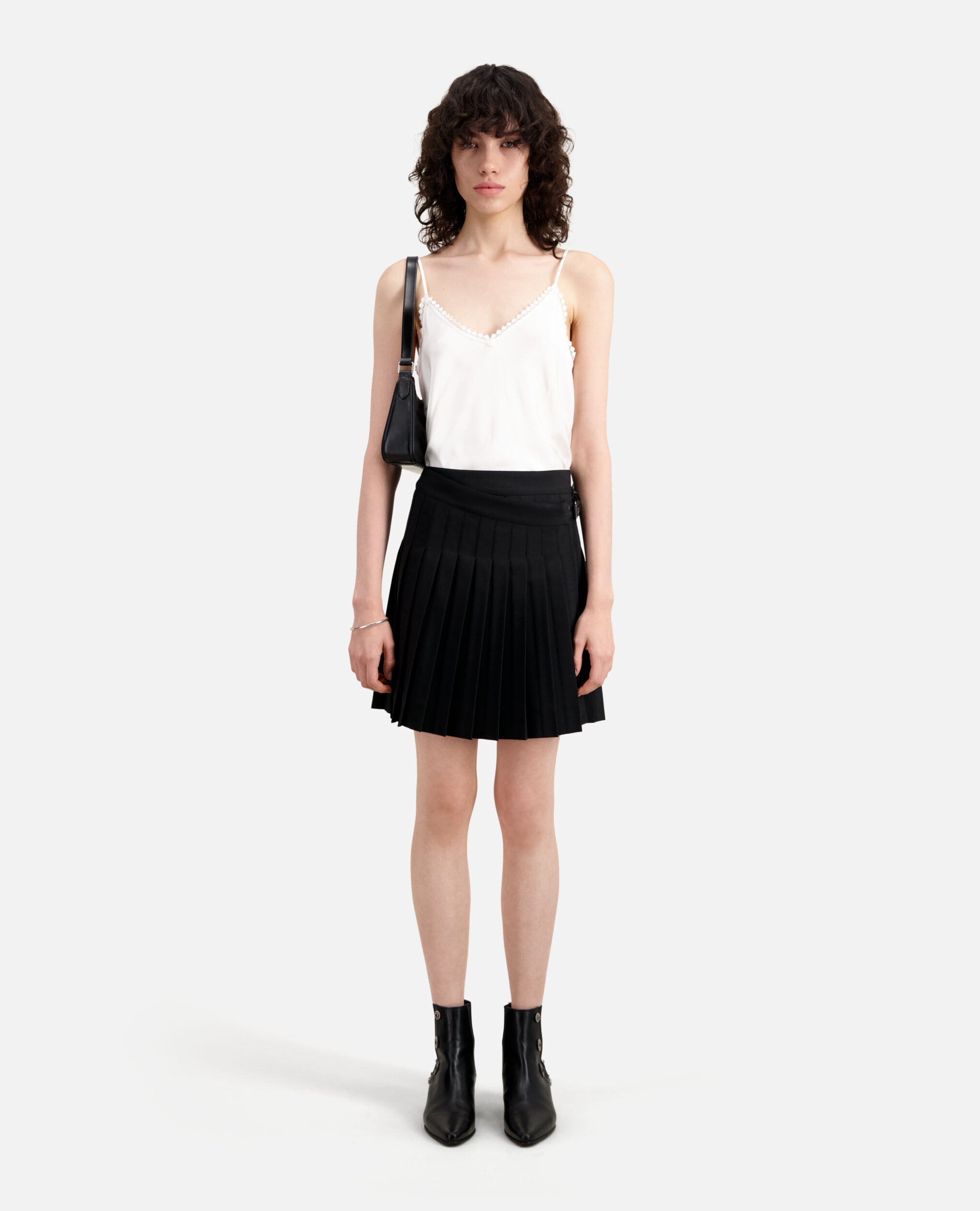 Short black pleated skirt, BLACK, hi-res image number null