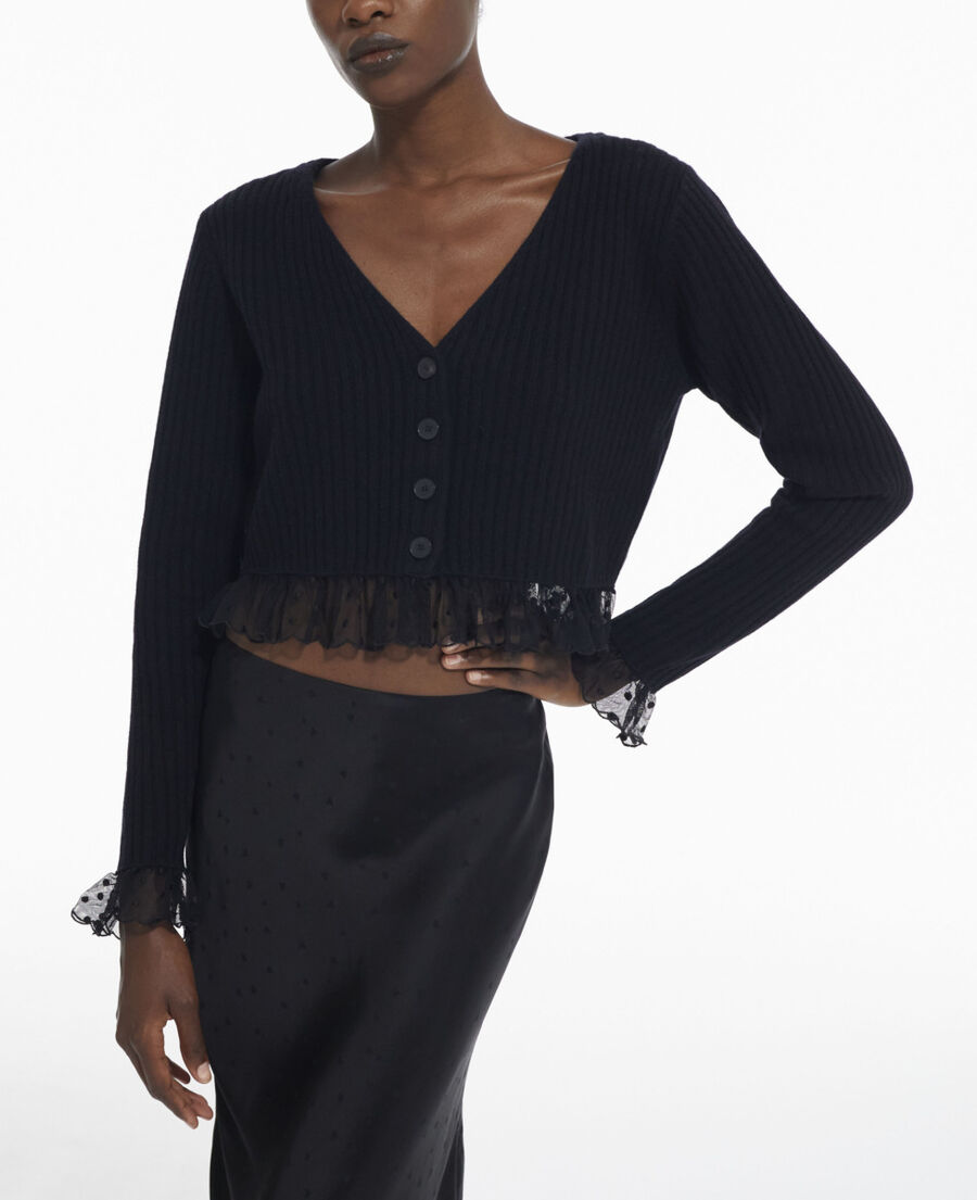 fine black wool cardigan