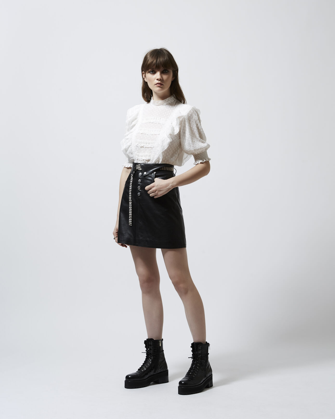 The Kooples WOMEN ECRU frilly long-sleeve ecru top