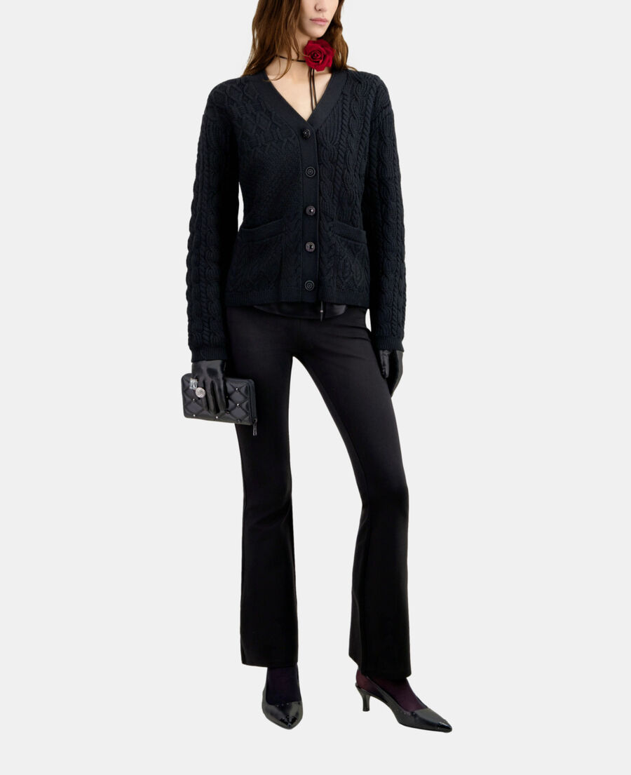 cardigan noir en laine torsadée