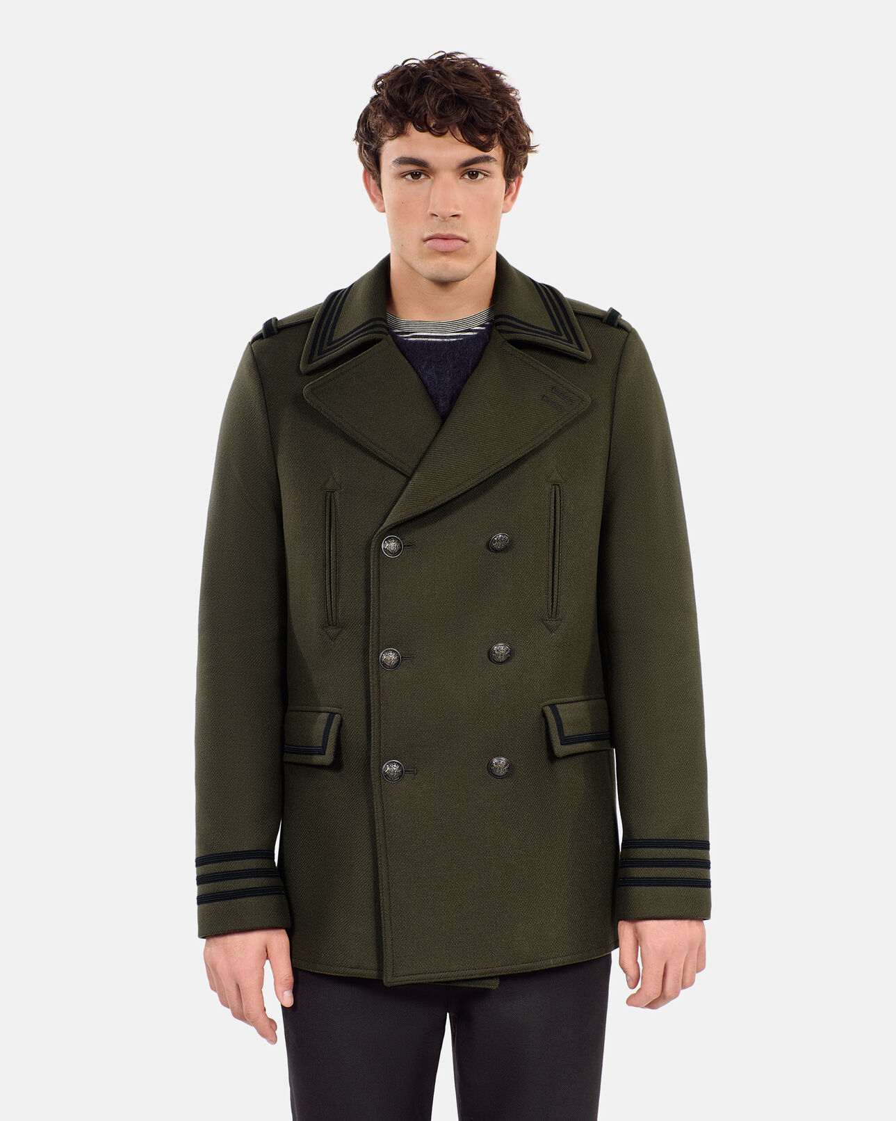 The Kooples MEN KAKI khaki officer-style pea coat