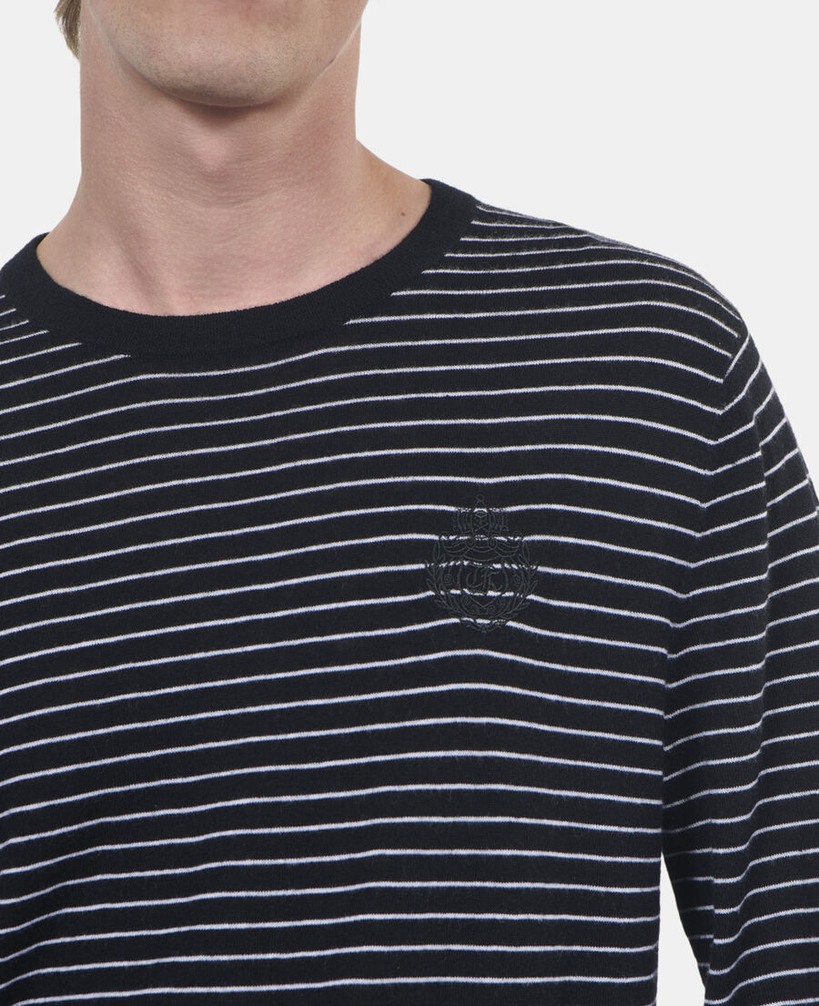 The Kooples MEN BLACK / WHITE striped wool sweater