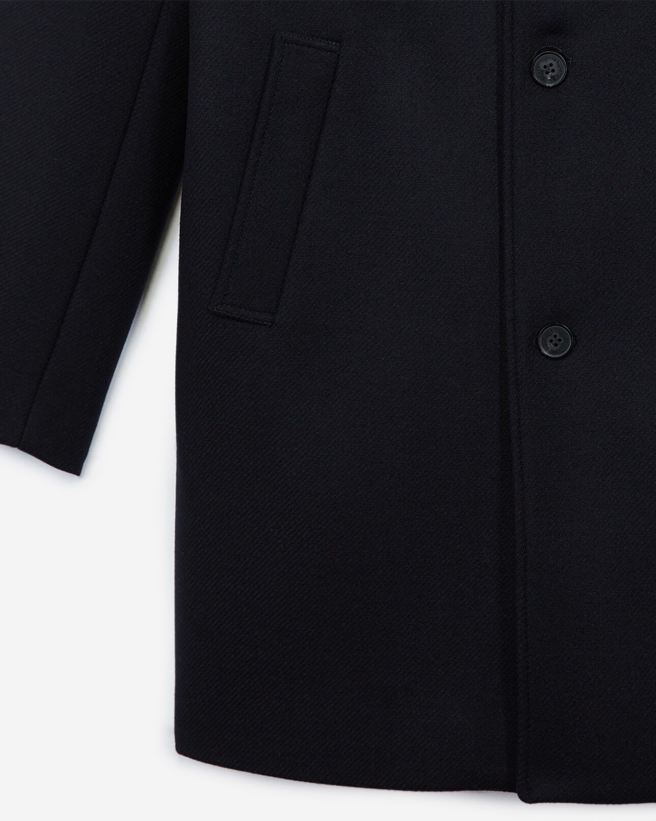 The Kooples HERREN NAVY langer blauer wollmantel mit klassischem kragen
