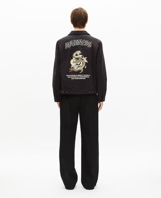 The Kooples MEN BLACK USED LIGHT black embroidered jacket