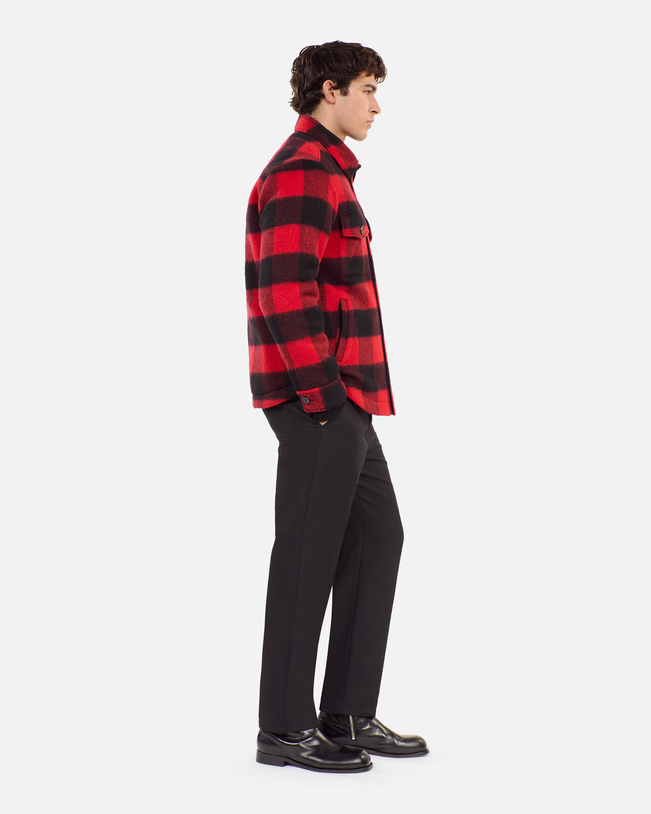 The Kooples MEN RED / BLACK overshirt-style checked jacket