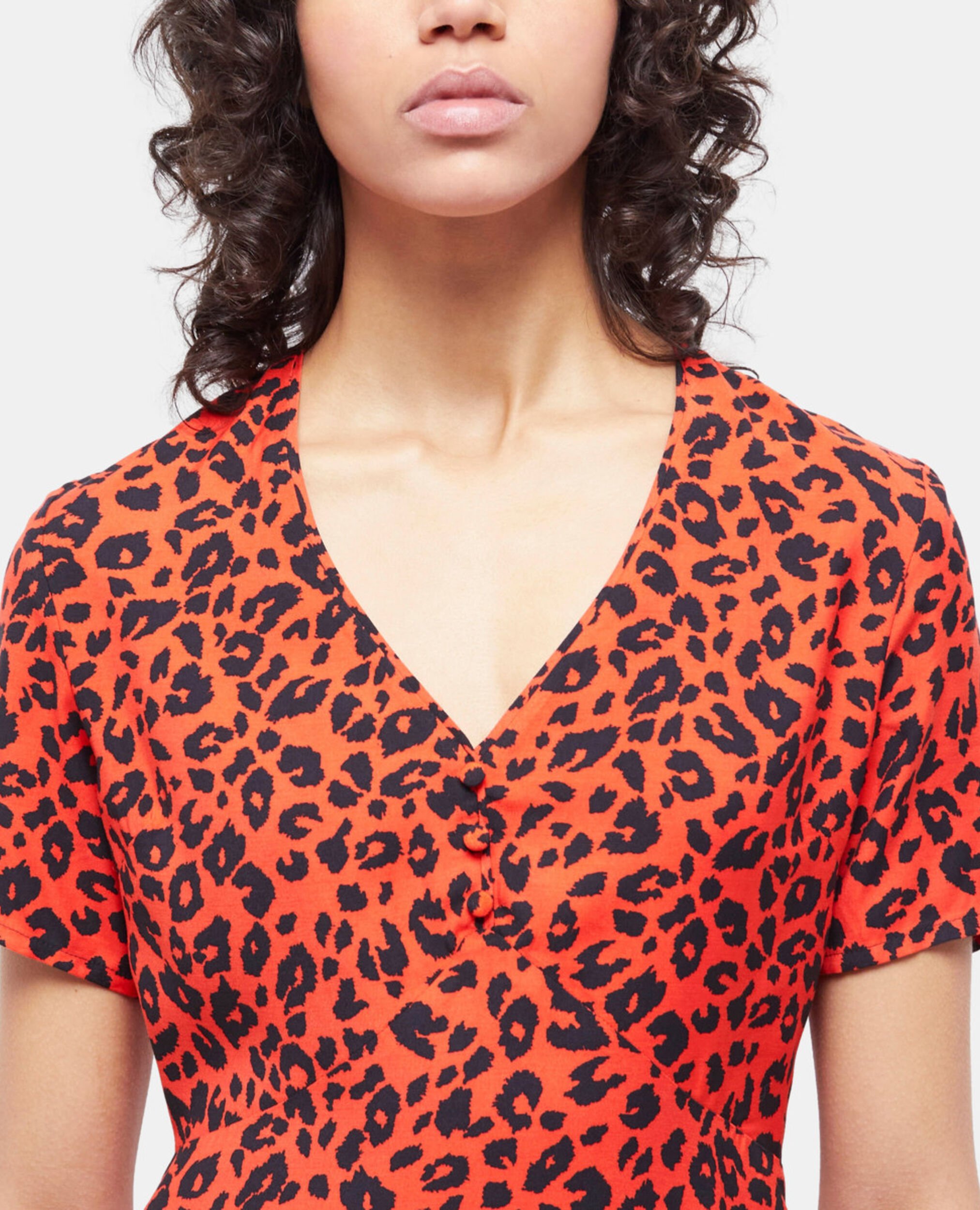 Leopard print short dress, ORANGE - BLACK, hi-res image number null