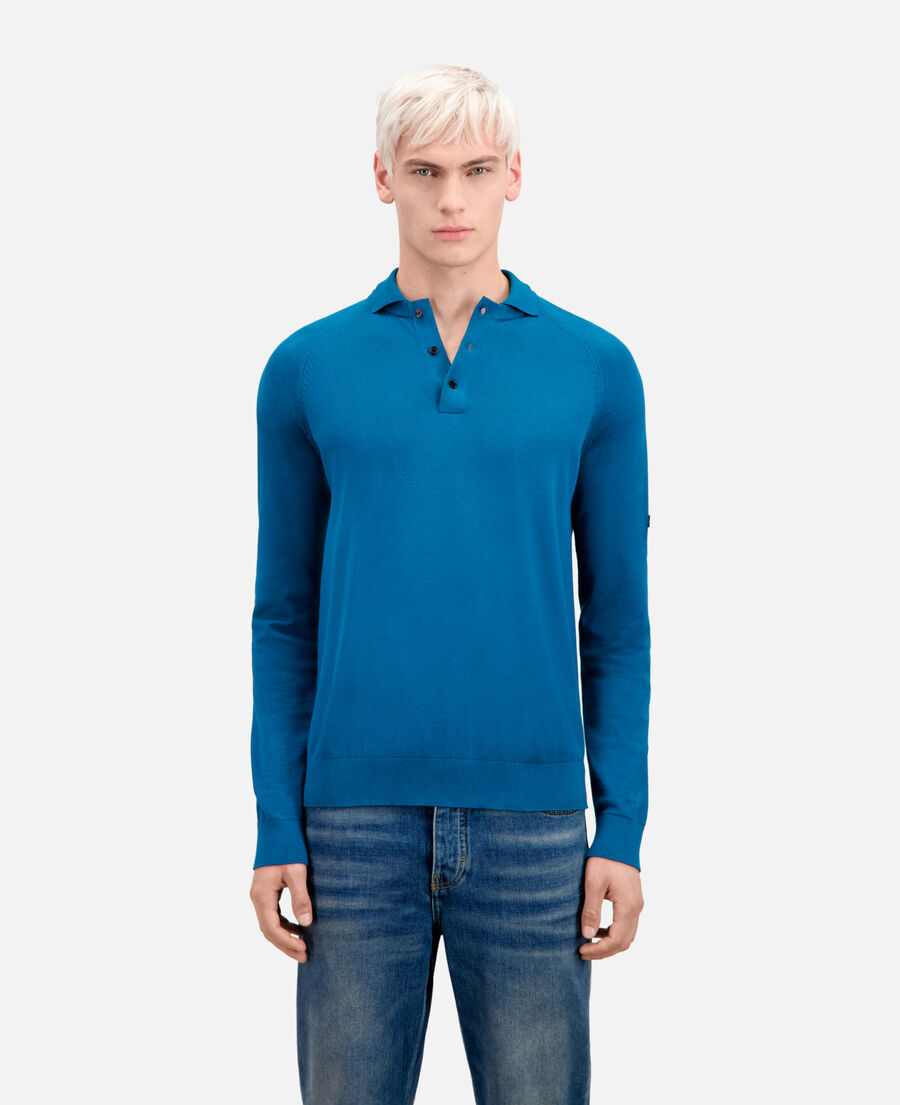 blue knit polo t-shirt