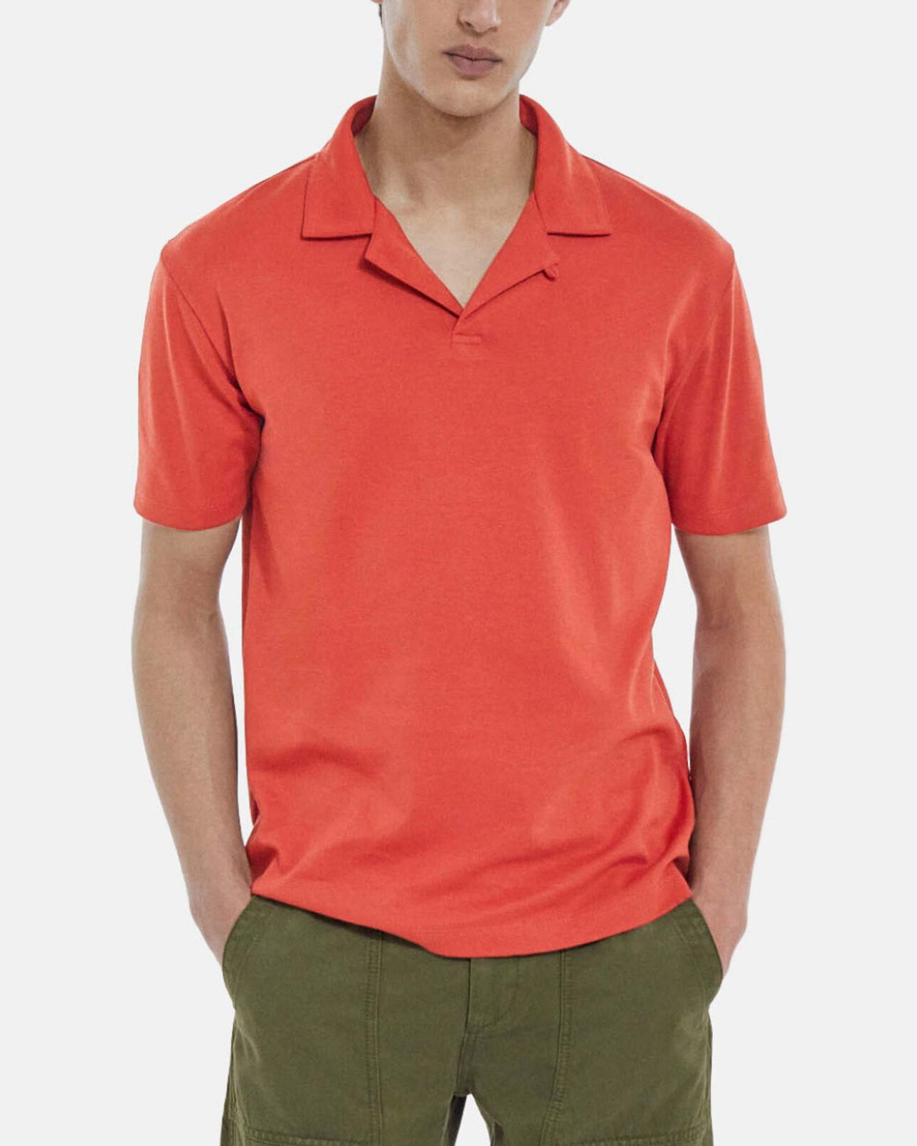 The Kooples MEN RED dark red cotton polo shirt with cuban collar