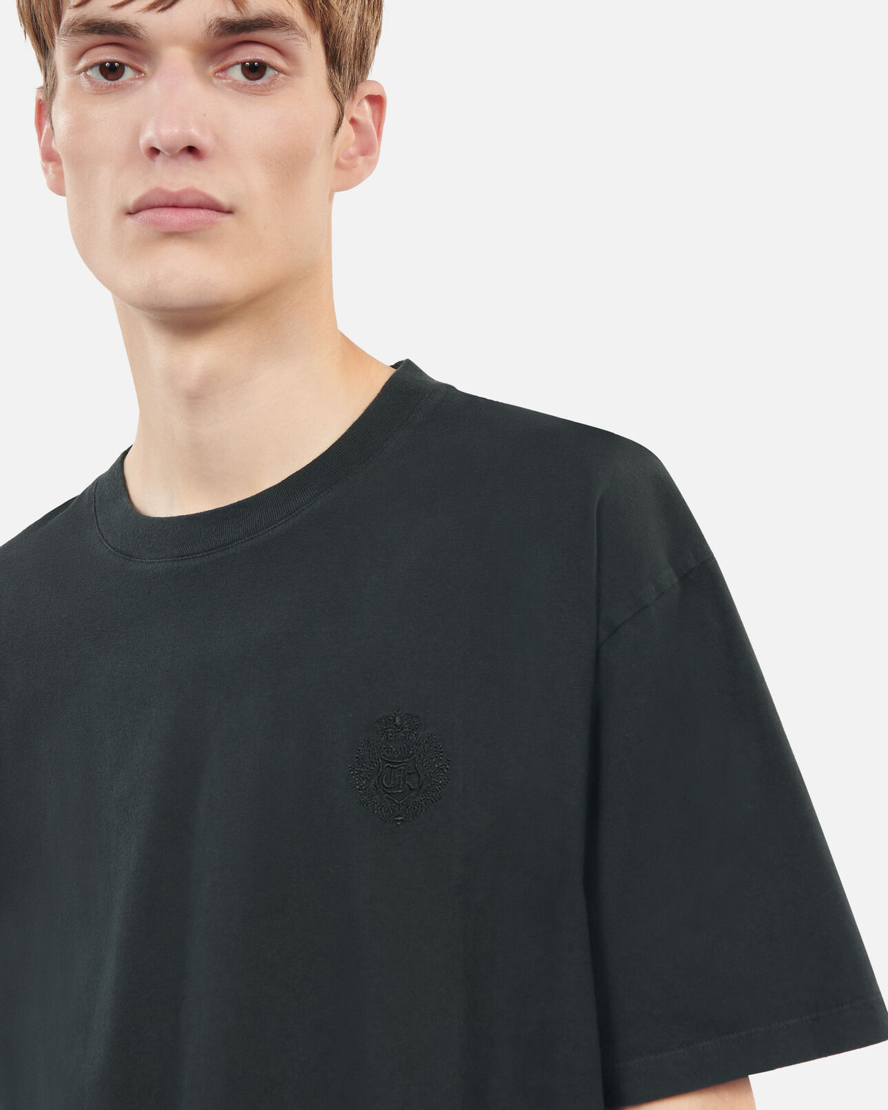 The Kooples HERREN BLACK WASHED schwarzes t-shirt mit logo