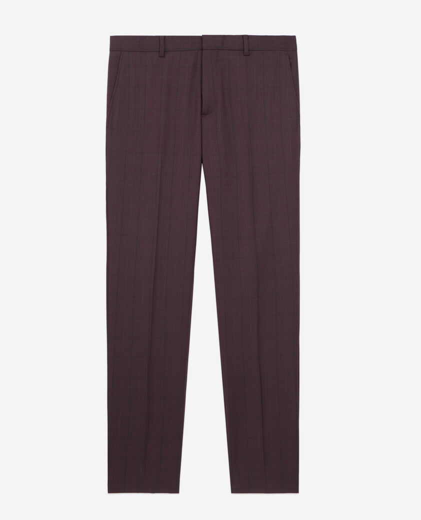 The Kooples MEN BORDEAUX burgundy checked wool suit trousers