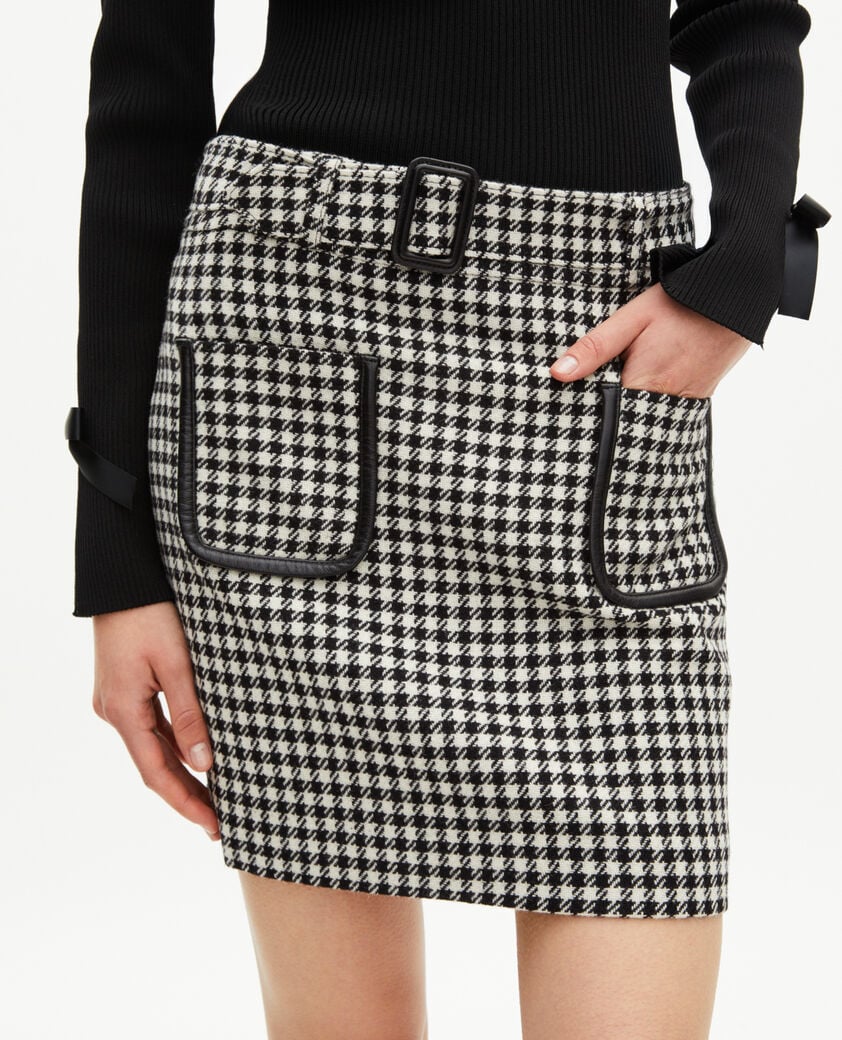 The Kooples F BLACK WHITE short black and white houndstooth skirt