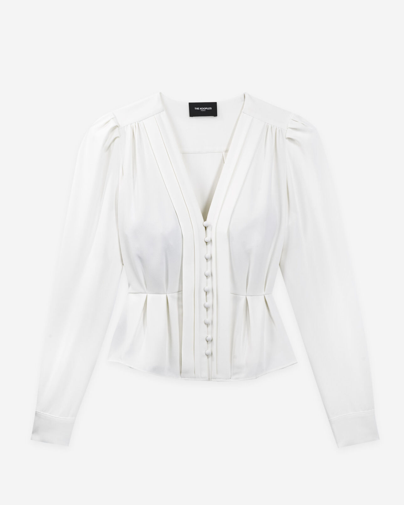 The Kooples DAMEN WHITE top krepp ecru v-ausschnitt knöpfe bezogen