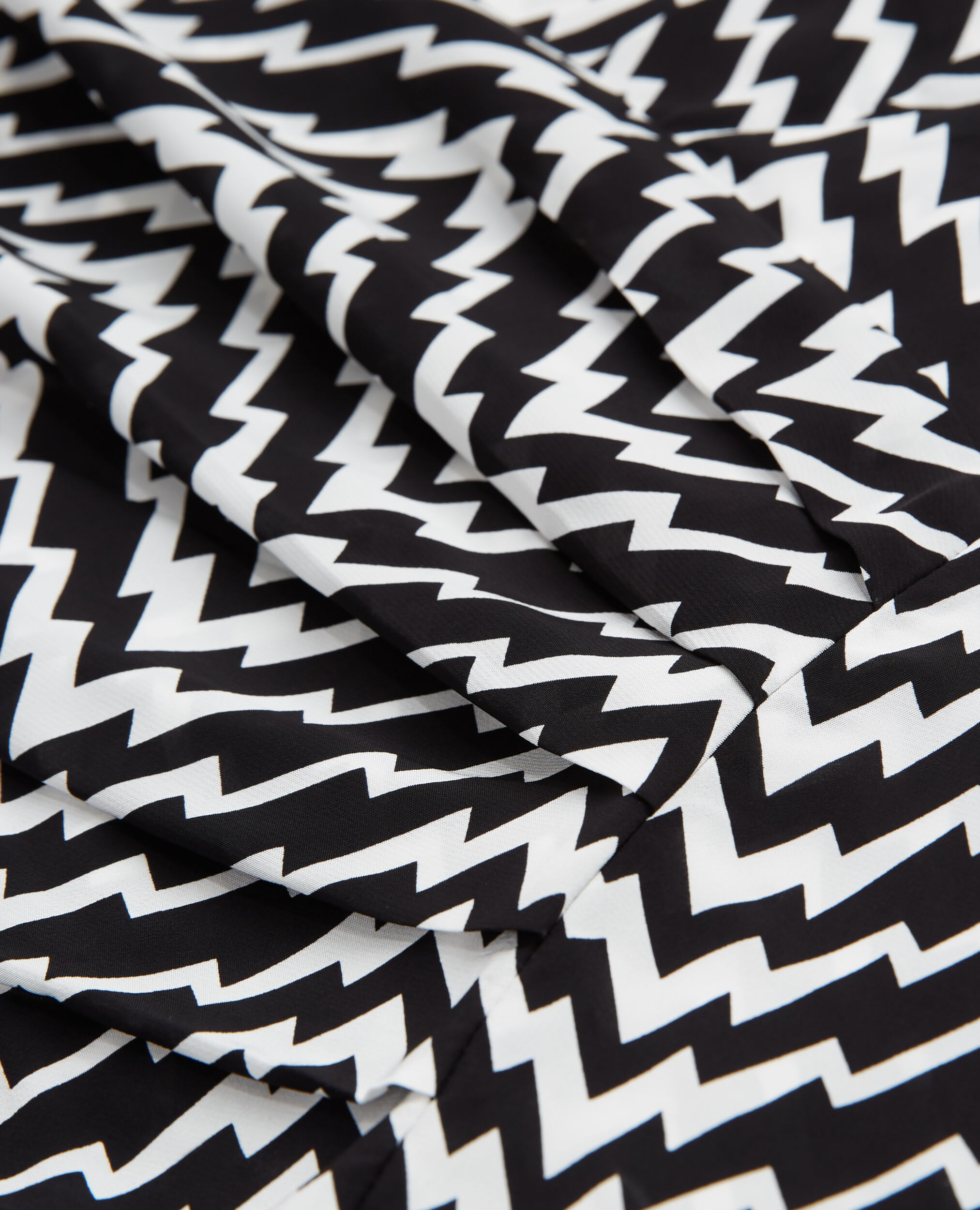 Robe courte imprimée zigzag noire et blanche, BLACK WHITE, hi-res image number null