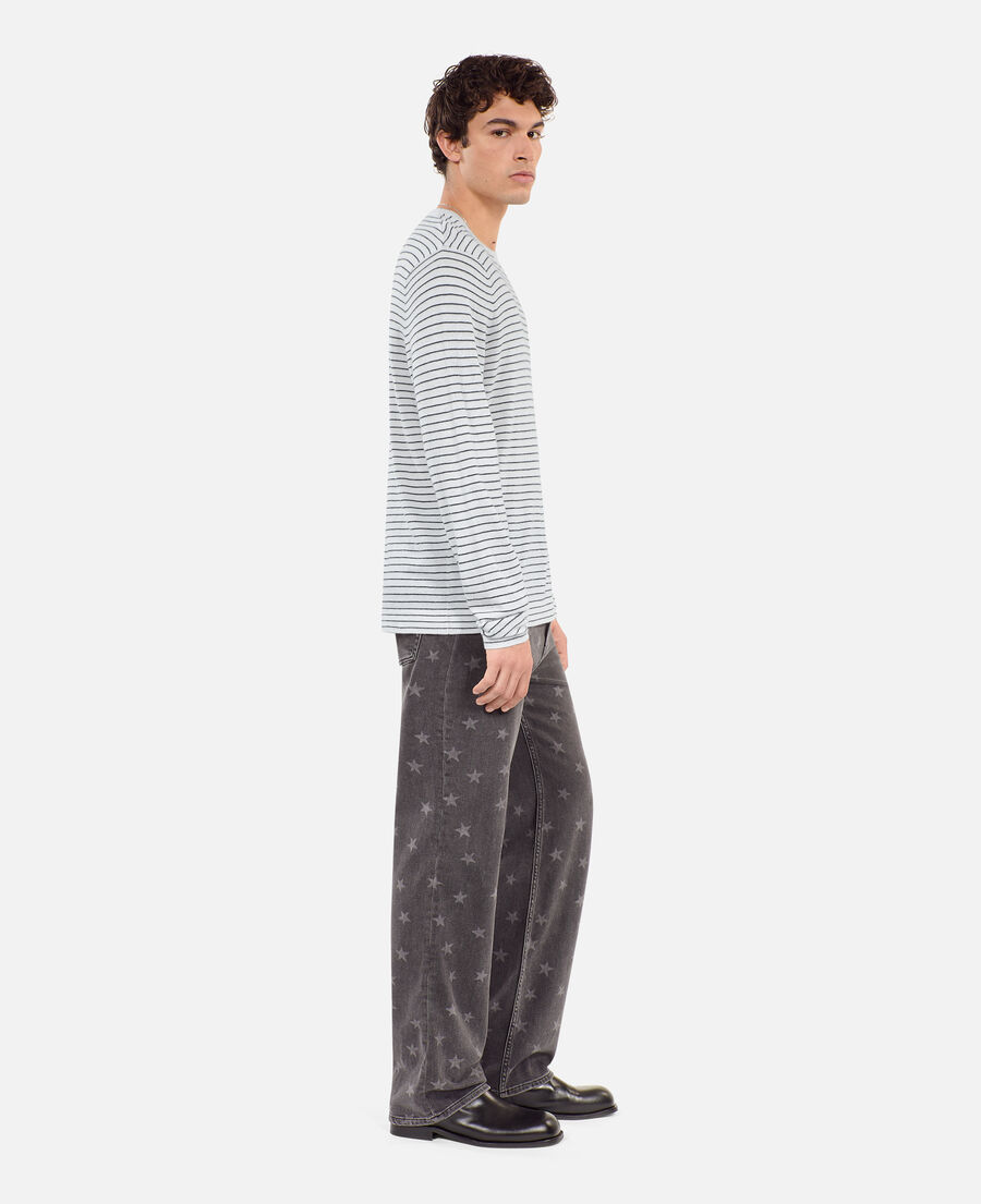 The Kooples HOMME WHITE / BLUE pull blason à rayures en laine et cachemire