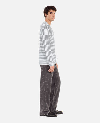 The Kooples HOMME WHITE / BLUE pull blason à rayures en laine et cachemire