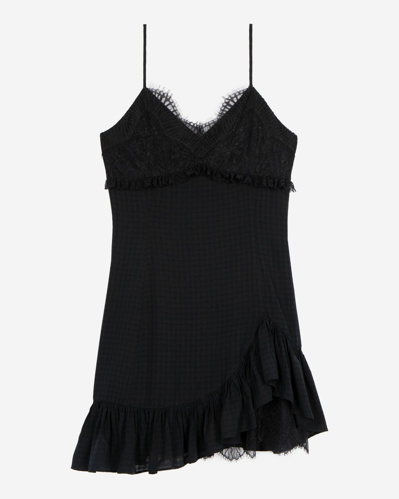 The Kooples WOMEN BLACK short dress with black lace detail
