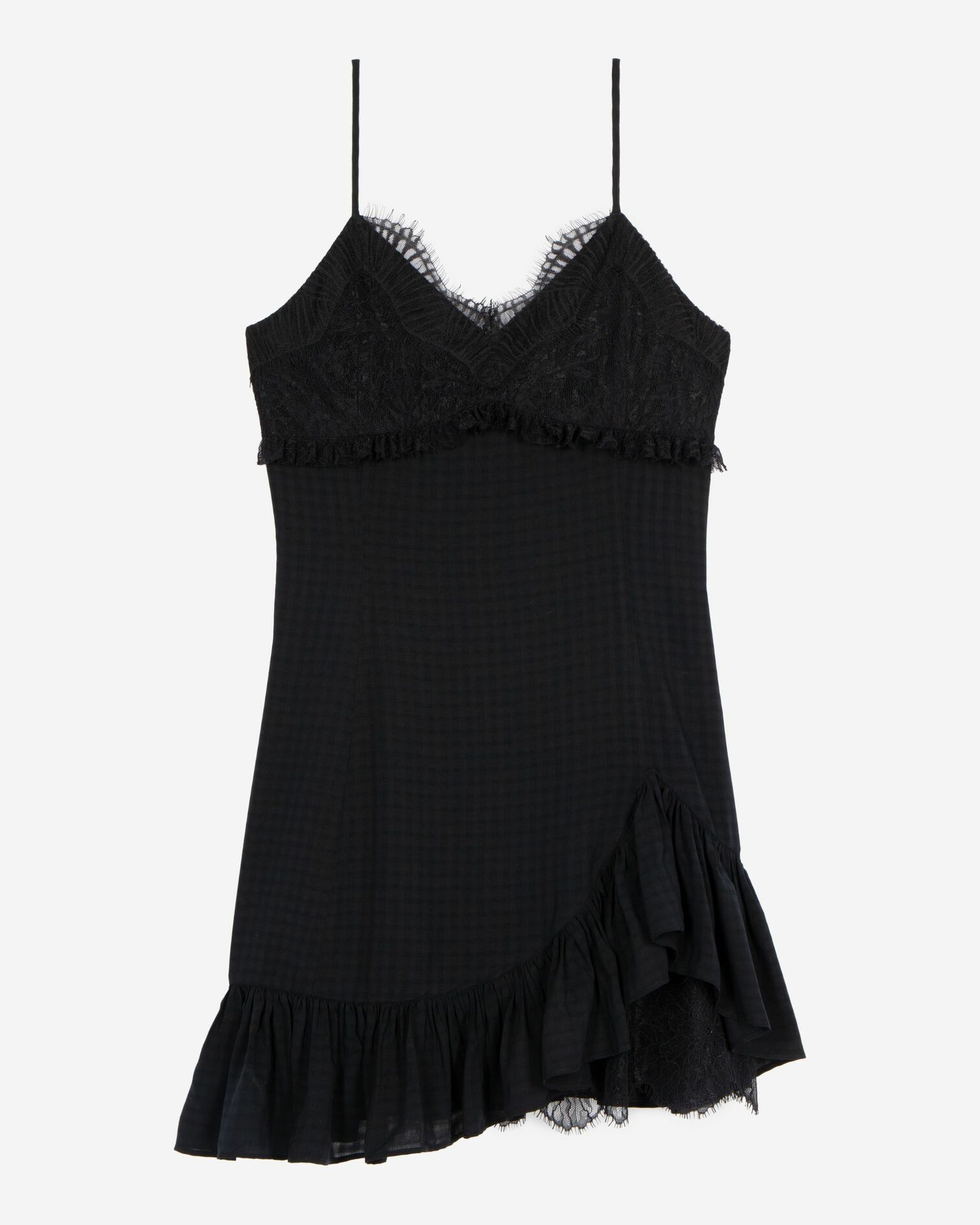 Short dress with black lace detail, BLACK, hi-res image number null