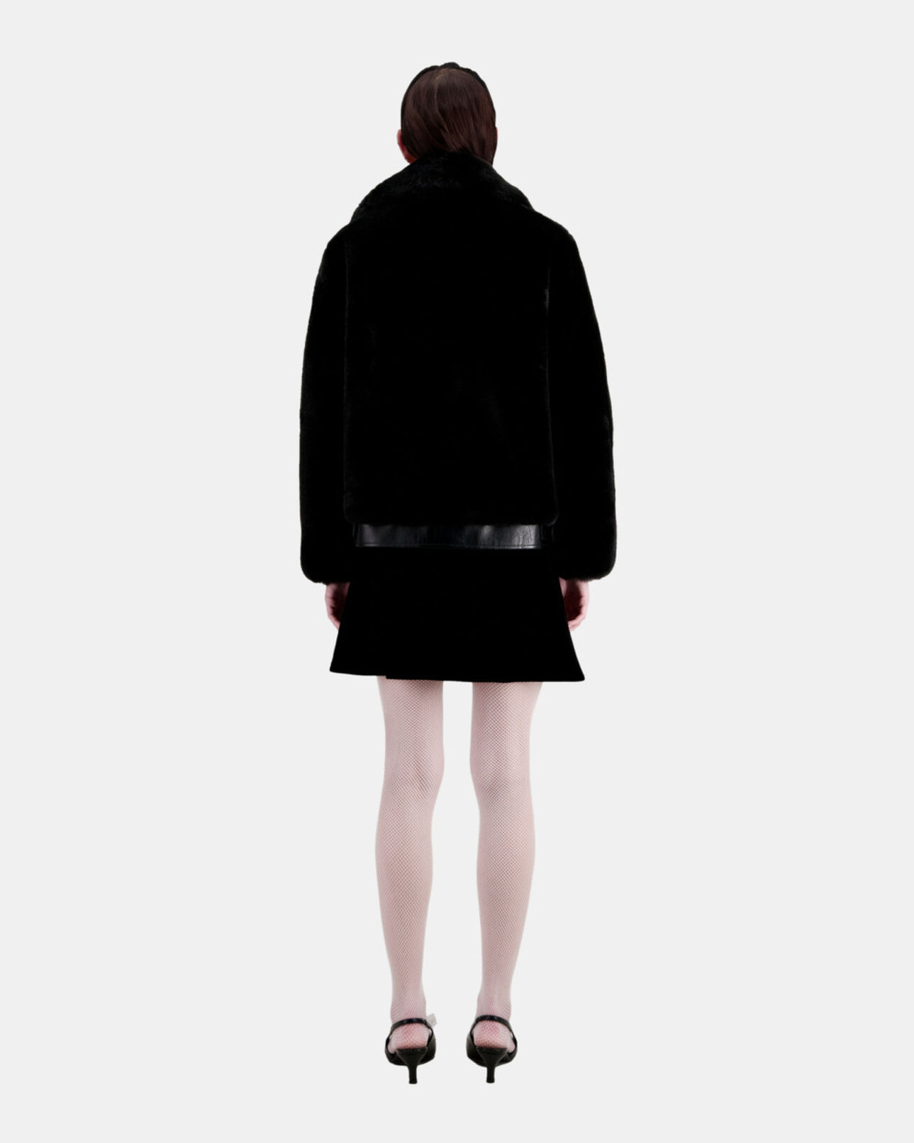 The Kooples WOMEN BLACK black faux fur bomber jacket