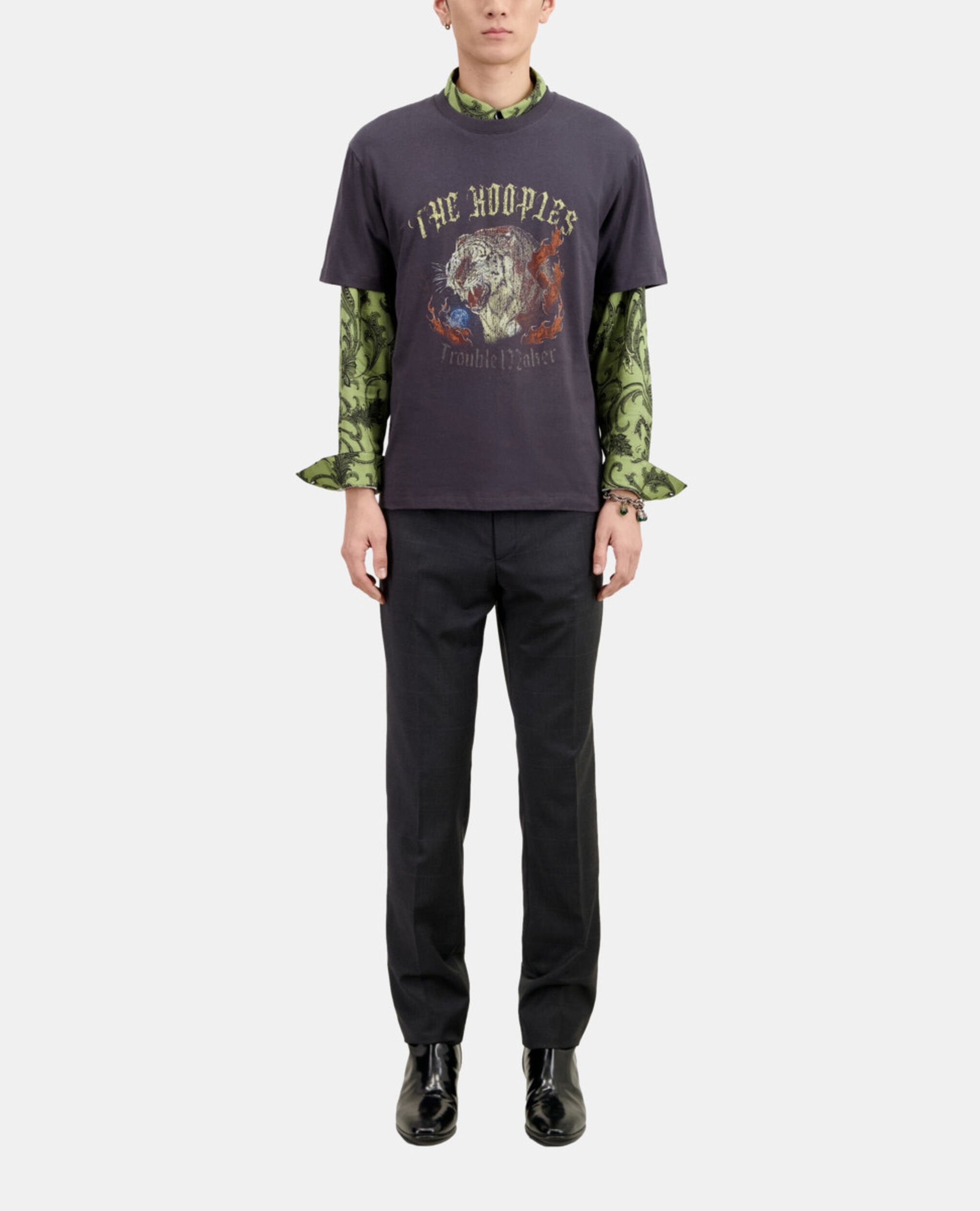 Carbon grey T-shirt with Fire tiger screen print, CARBONE, hi-res image number null