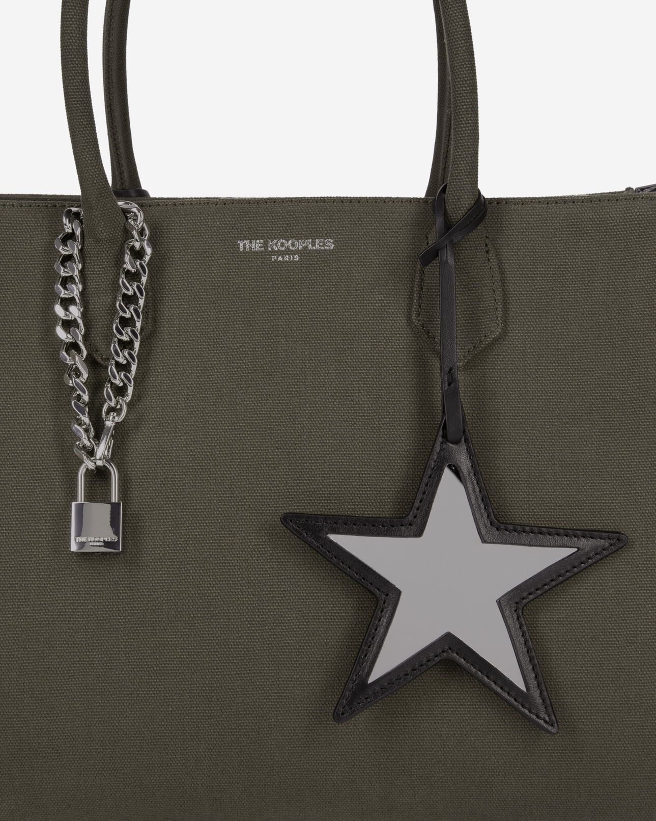 The Kooples FEMME KAKI sac cabas ming en canvas kaki
