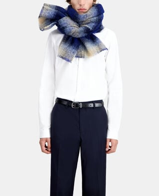 The Kooples F NAVY blue checked wool-blend scarf