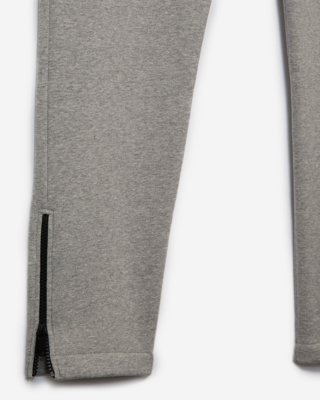 The Kooples MEN LIGHT GREY MELANGE slim grey fleece joggers with zipped bottoms