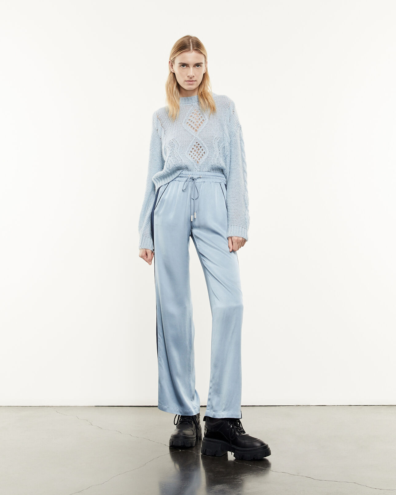 The Kooples WOMEN BABY BLUE classic sky blue mohair sweater