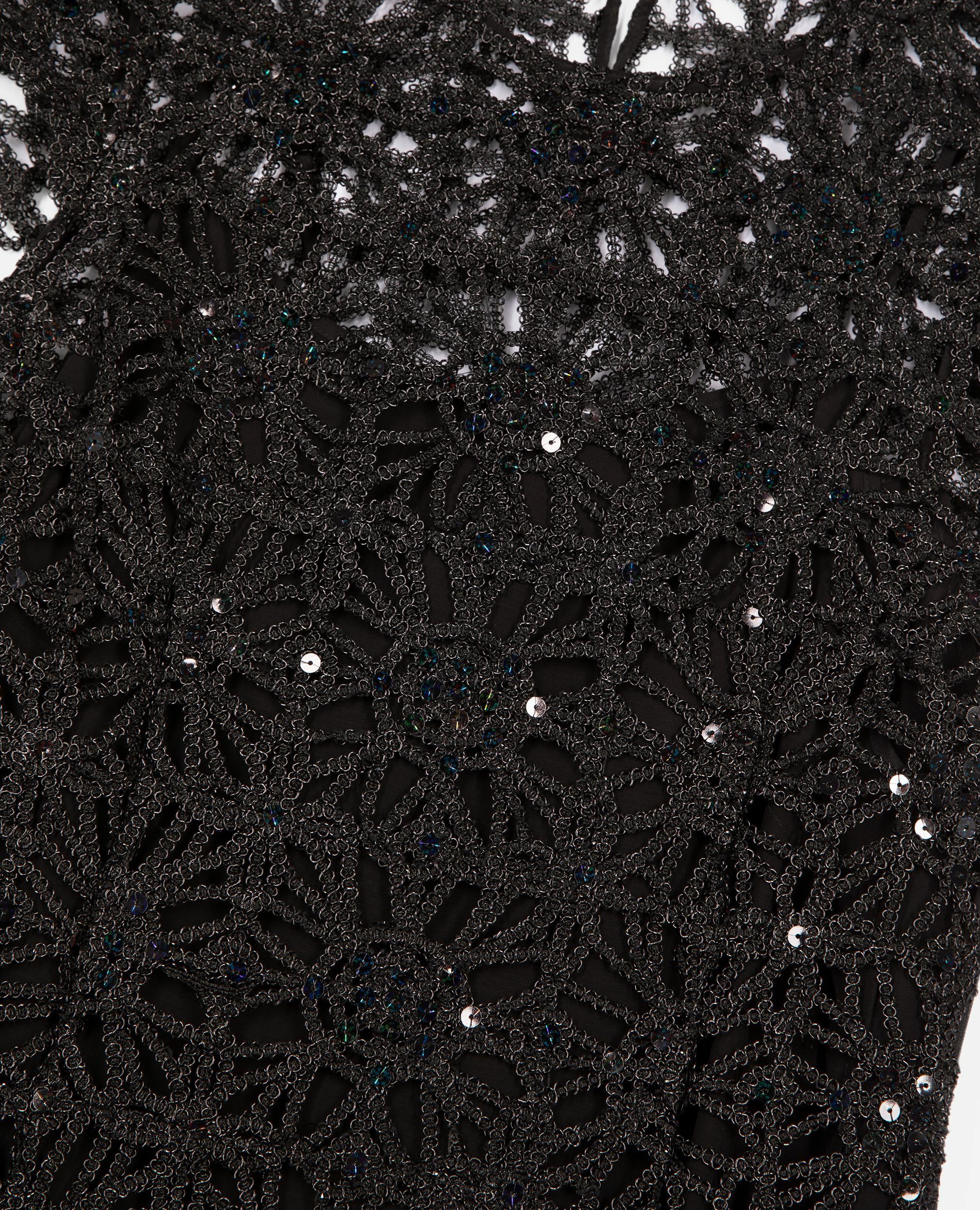 Short black guipure dress, BLACK, hi-res image number null