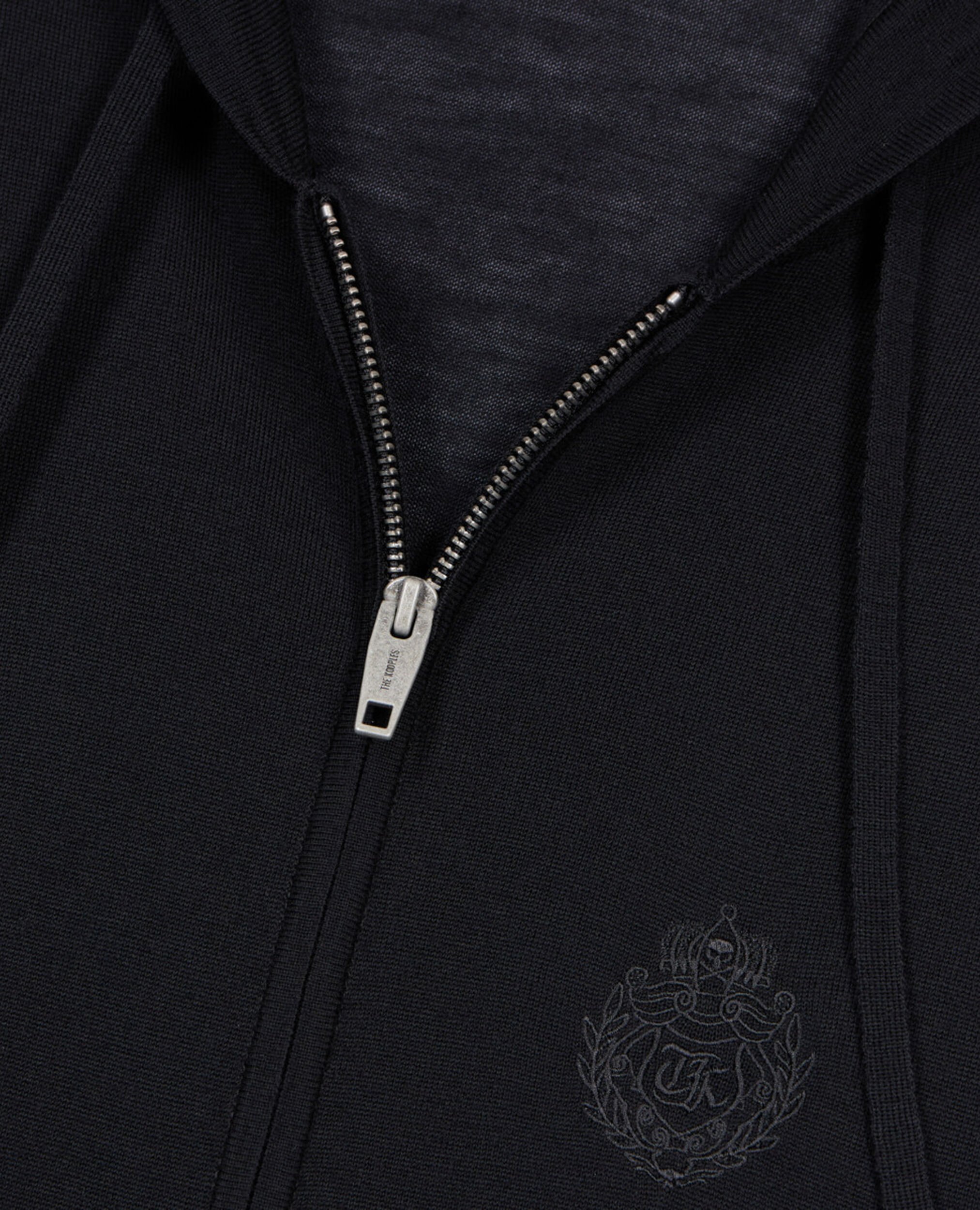 Black wool hooded cardigan, BLACK, hi-res image number null